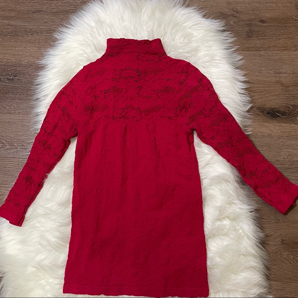 Bebe Apple Red Turtle Neck Blouse Size Small